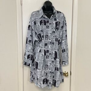 Black and White Newspaper Print Dress